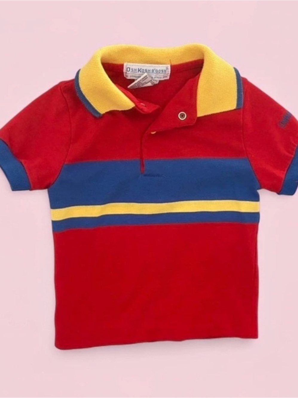 Vintage OshKosh B’Gosh Colorblock Polo Shirt Made in USA 12M